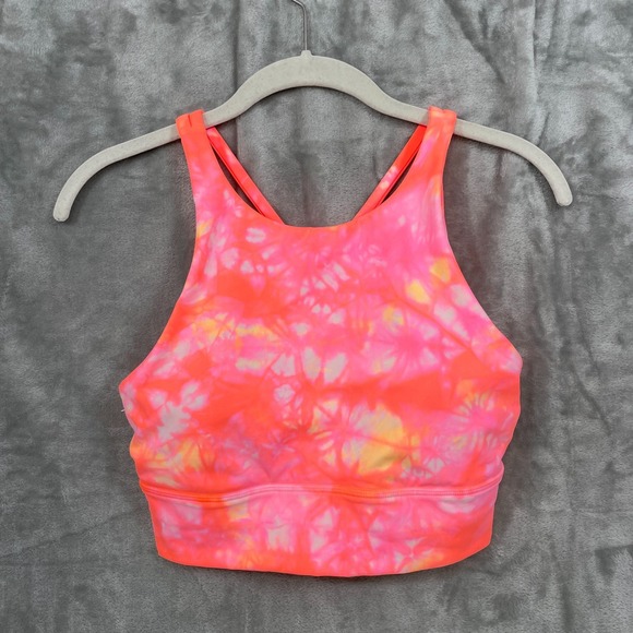 lululemon athletica Other - Lululemon Energy Bra High Neck Long Line Size 6 Grapefruit Pink Crossback